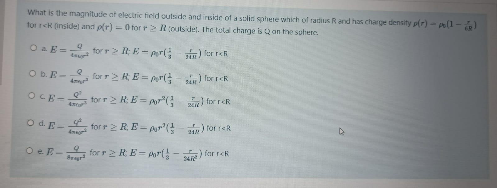 Solved What is the magnitude of electric field outside and | Chegg.com