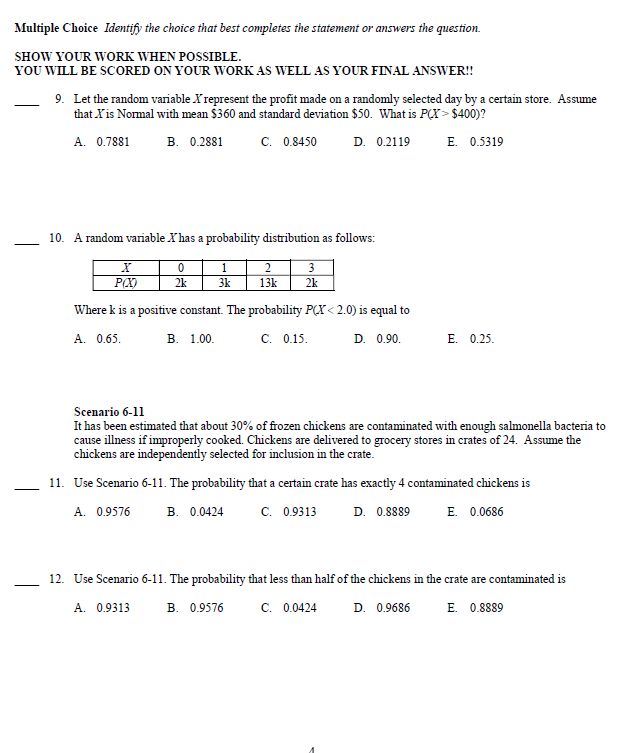 Solved Multiple Choice Identify the choice that best | Chegg.com