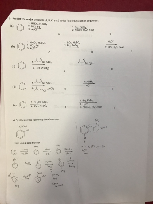 Solved 3. Predict the major products (A, B, C, etc.) in the | Chegg.com