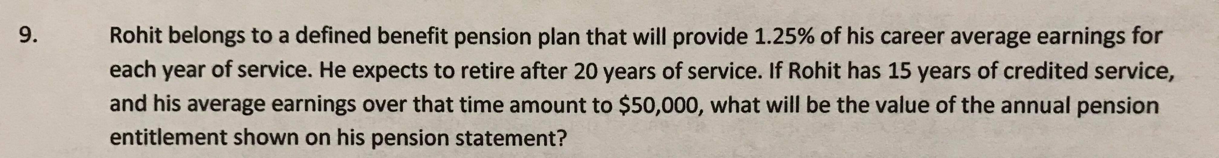 Solved Rohit belongs to a defined benefit pension plan that | Chegg.com