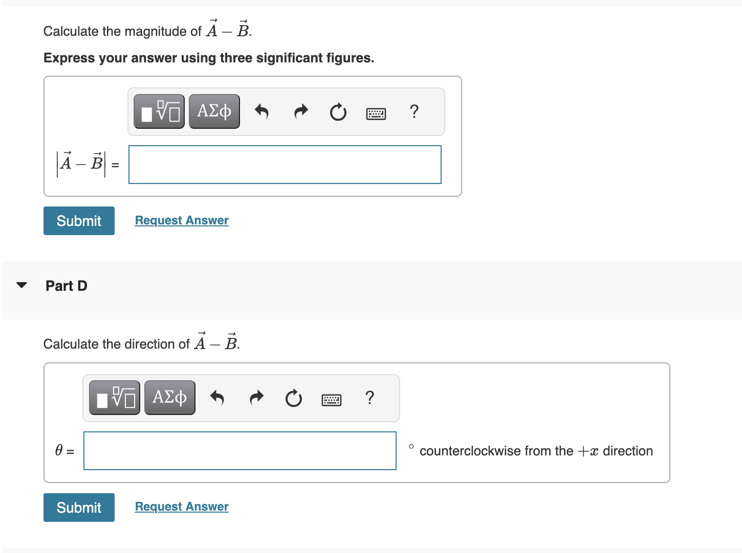 Solved Calculate The Magnitude Of A−B. Express Your Answer | Chegg.com