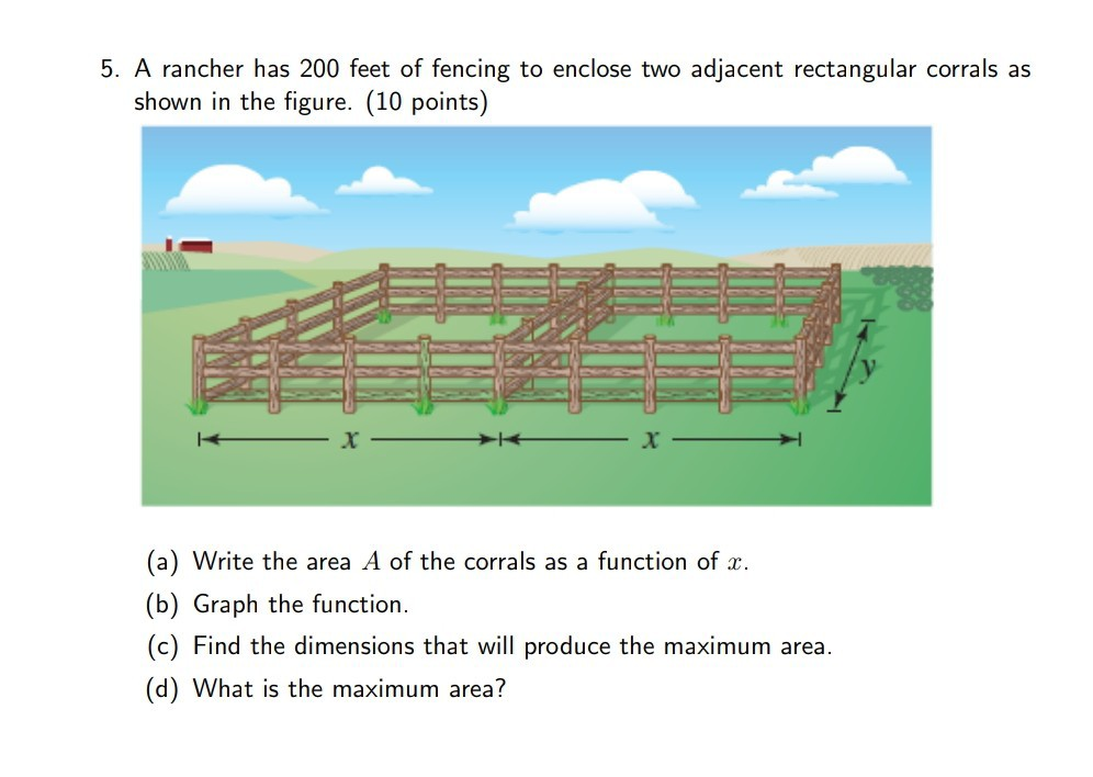 5 A Rancher Has 200 Feet Of Fencing To Enclose Two Chegg 