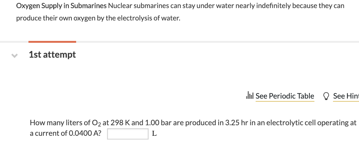 Solved Oxygen Supply in Submarines Nuclear submarines can
