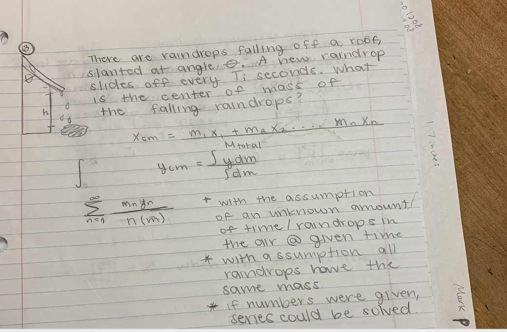 Solved there are raindrops falling off a roof slanted at an