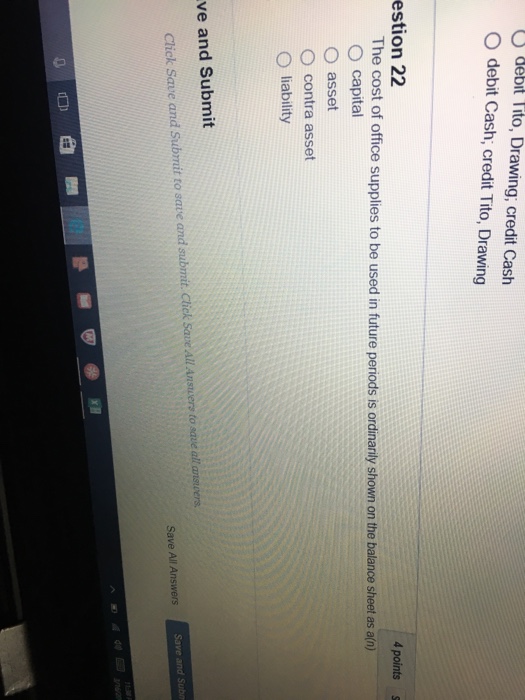 Solved The cost of office supplies to be used in future