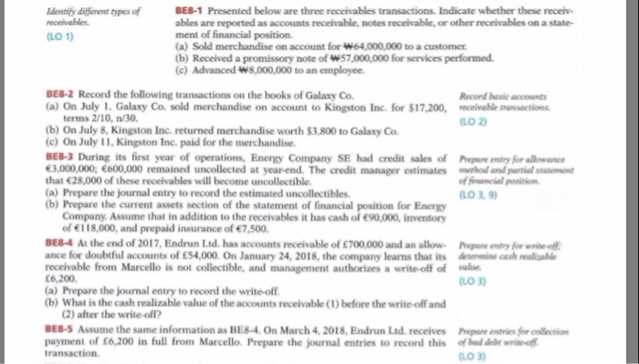 Solved BE8-1 Presented Below Are Three Receivables | Chegg.com