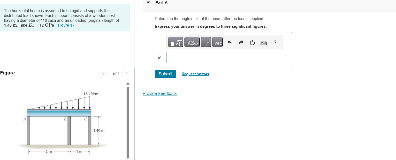 Solved Part A The horizontal beam is assumed to be rigid and | Chegg.com