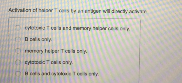 activation of helper t cells by an antigen will directly activate