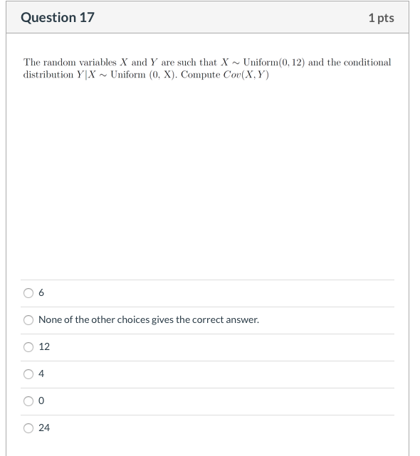 Solved Question 17 1 pts The random variables X and Y are | Chegg.com
