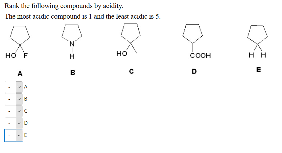 Solved Rank the following compounds by acidity. The most | Chegg.com