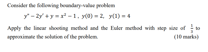 Solved Consider The Following Boundary Value Problem Y