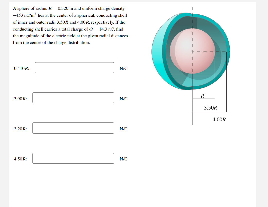 Solved A sphere of radius 𝑅=0.320 m and uniform charge | Chegg.com
