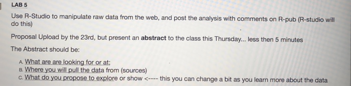 Solved LAB 5 use R-Studio to manipulate raw data from the | Chegg.com