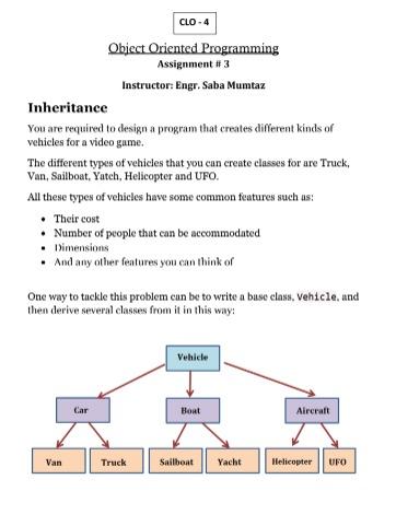 Cú - 4 Object Oriented Programming Assignment #3 | Chegg.com