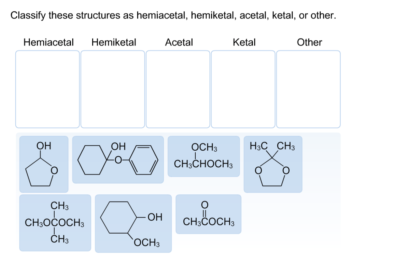 Classify These Structures As Hemiacetal Hemiketal Chegg 