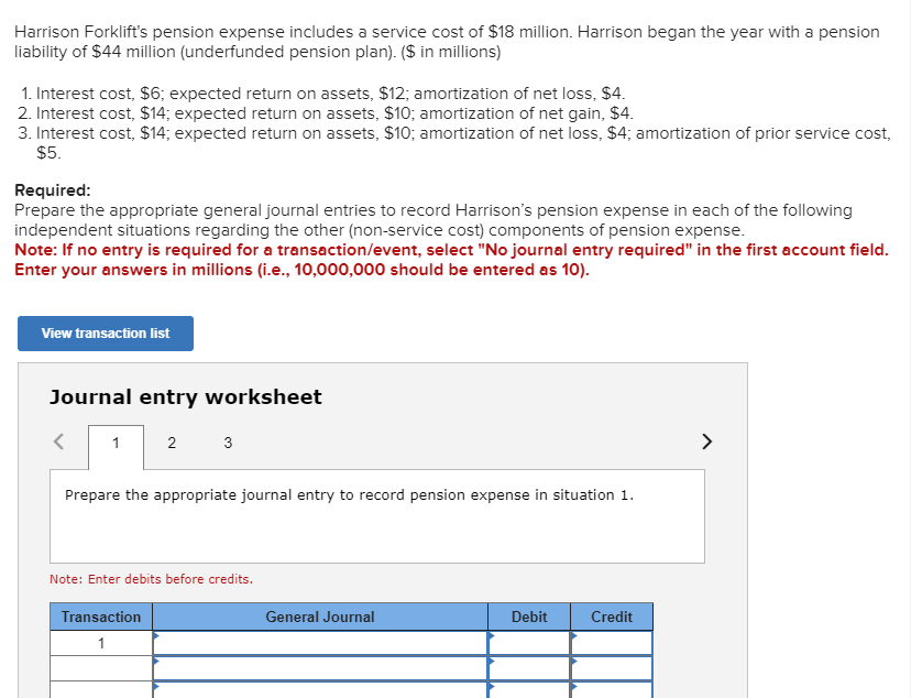 Harrison Forklift's pension expense includes a