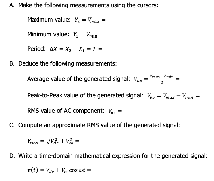 Solved Equipment Exercise 1. A signal generator, set on HIGH