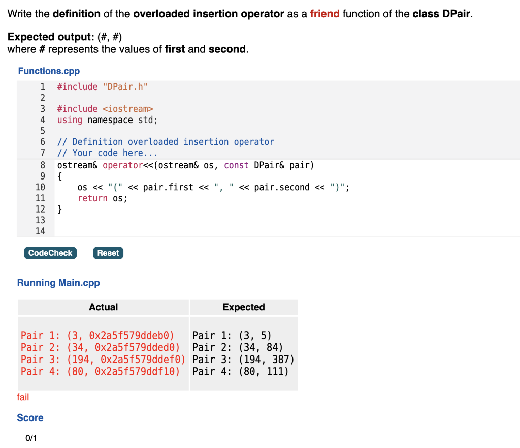 Solved Write the definition of the overloaded insertion | Chegg.com
