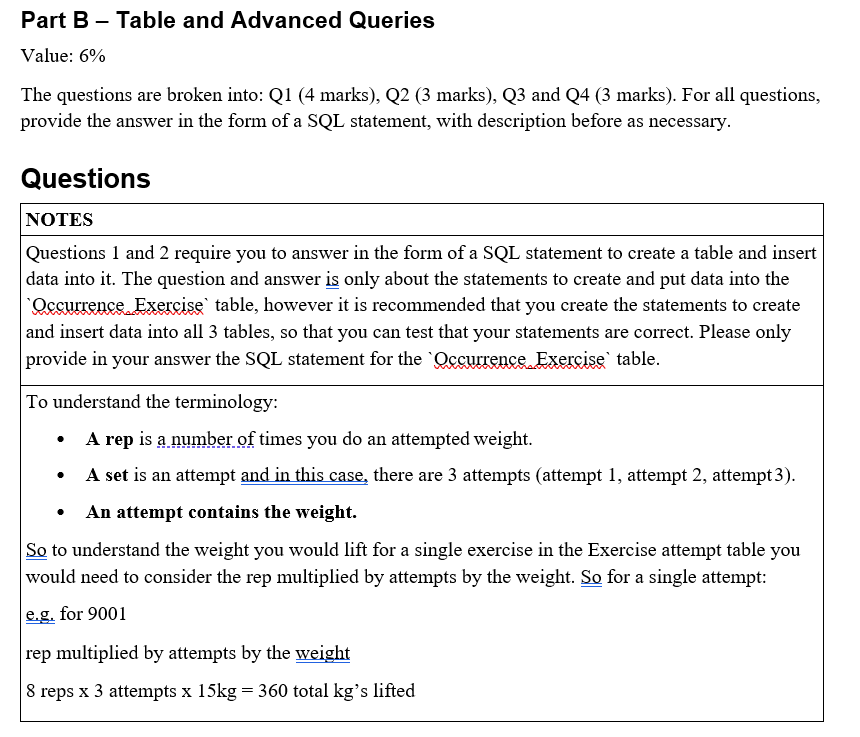 Solved Part B - Table And Advanced Queries Value: 6% The | Chegg.com