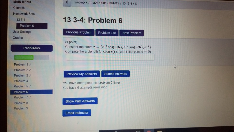 Solved MAIN MENU webwork / ma215-001-umd-119 / 13 34/6 | Chegg.com