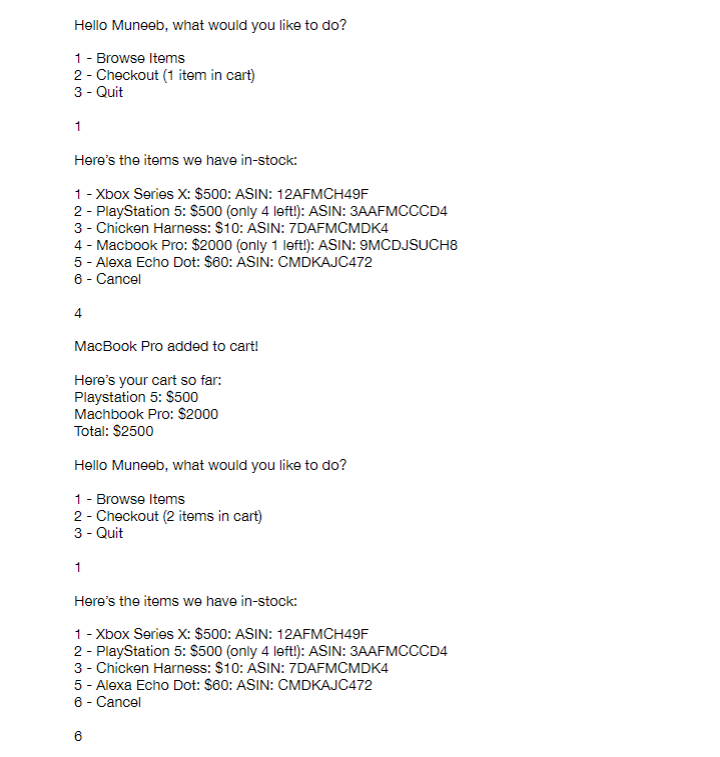 Solved Making Amazon in java. The last 2 photos are examples | Chegg.com