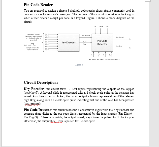 ] Pin Code Reader You are required to design a simple | Chegg.com