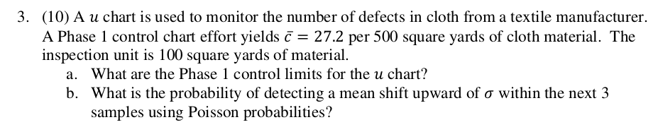 Solved 3. (10) Au chart is used to monitor the number of | Chegg.com