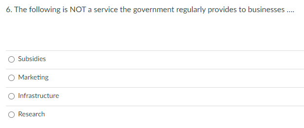 Solved 6. The Following Is NOT A Service The Government | Chegg.com