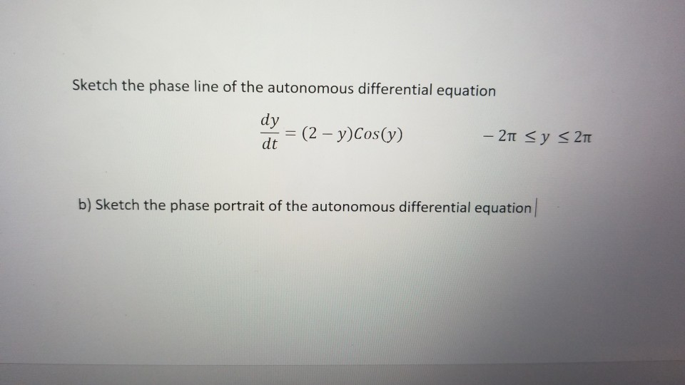 Solved Sketch the phase line of the autonomous differential