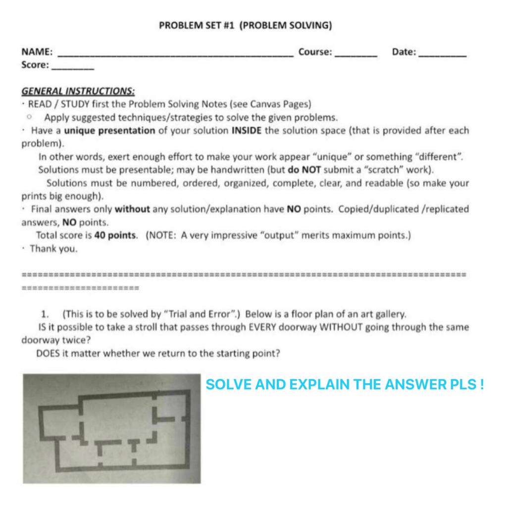 Solved PROBLEM SET #1 (PROBLEM SOLVING) Course: Date: NAME: | Chegg.com