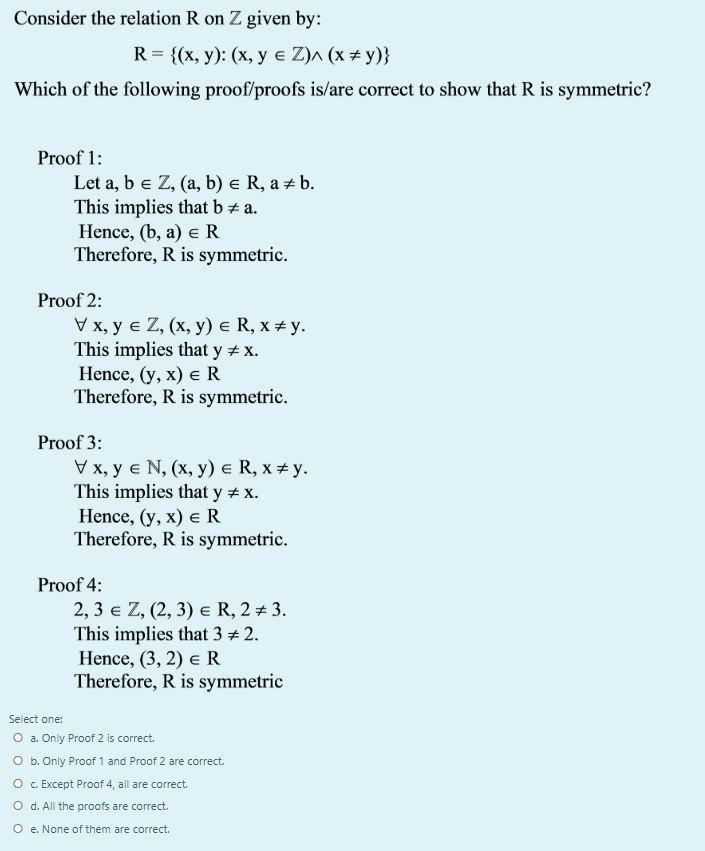 Solved Let U Be The Universal Set Consider The Relation Chegg Com