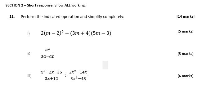 Solved SECTION 2 - Short response. Show All working. Perform | Chegg.com