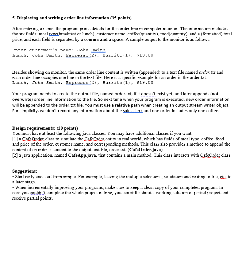 Solved 5. Displaying and writing order line information (35 | Chegg.com