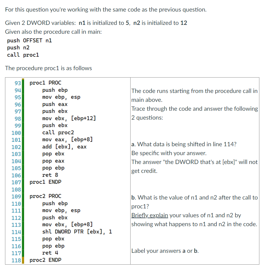 For this question you're working with the same code | Chegg.com