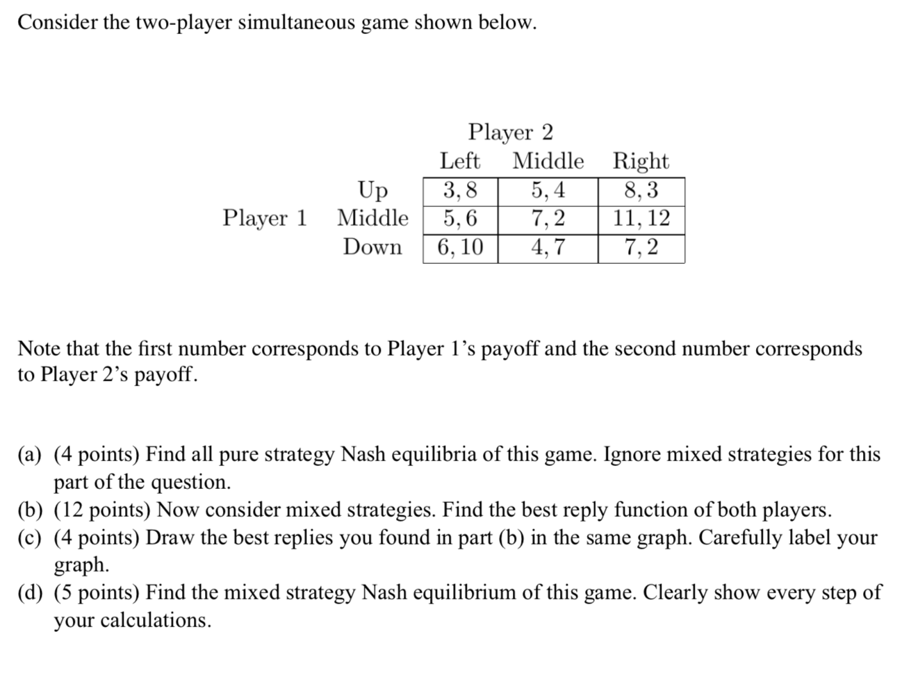 Solved Consider The Two-player Simultaneous Game Shown | Chegg.com