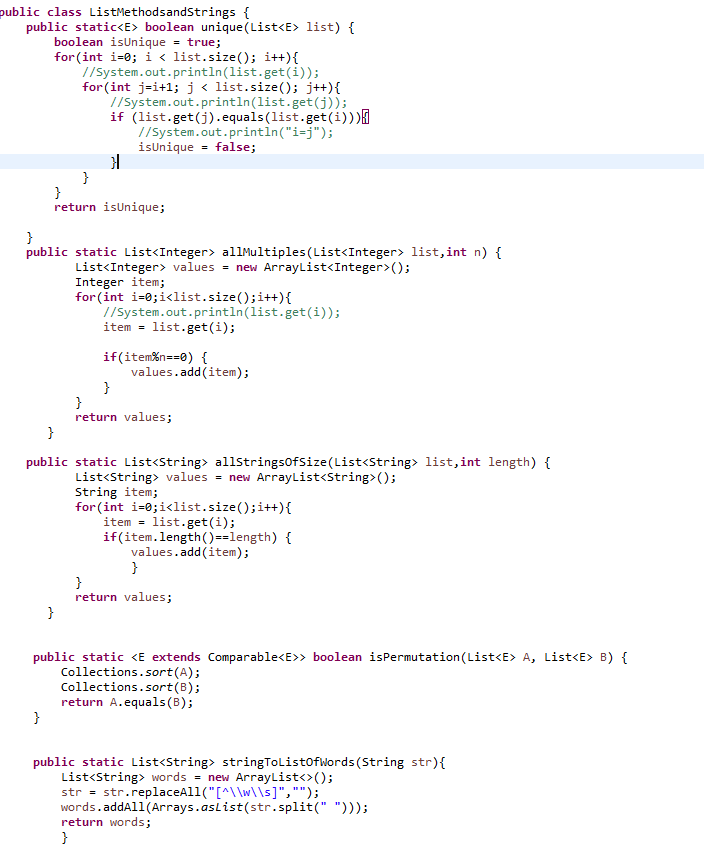public class ListMethodsandStrings { public static | Chegg.com