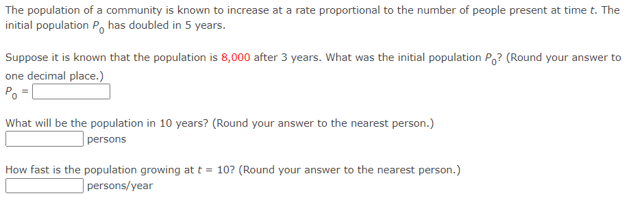 Solved The population of a community is known to increase at | Chegg.com