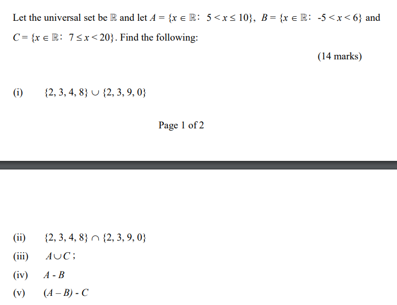 Solved Let The Universal Set Be \\( \\mathbb{R} \\) And Let | Chegg.com