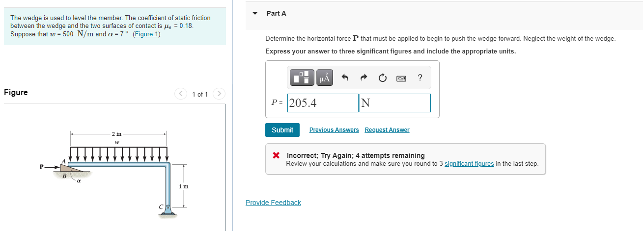 Solved Part A The wedge is used to level the member. The | Chegg.com