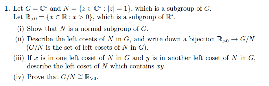 Solved 1 Let G C And N Z C 121 1 Which Is A Chegg Com