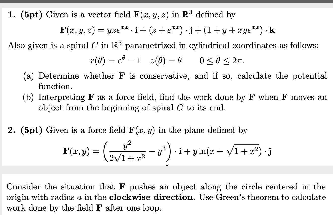 Solved 1 5pt Given Is A Vector Field F X Y Z In R3