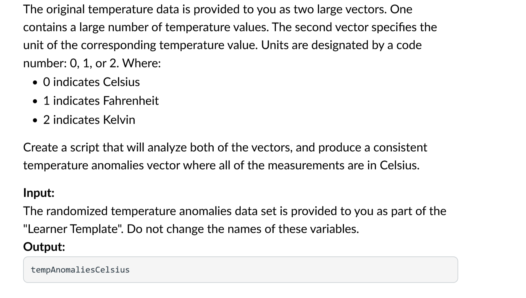 Solved The original temperature data is provided to you as | Chegg.com