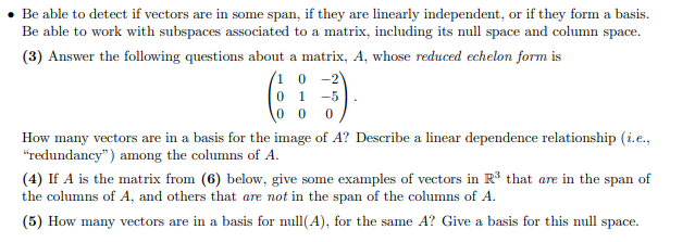 Solved Vectors that are in the span of the columns of a | Chegg.com