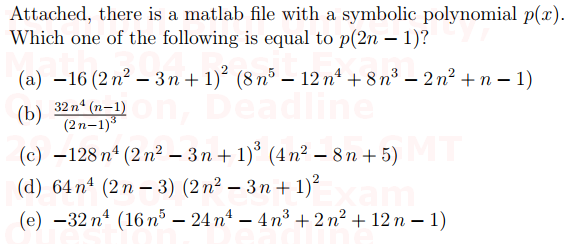 Attached There Is A Matlab File With A Symbolic Chegg Com