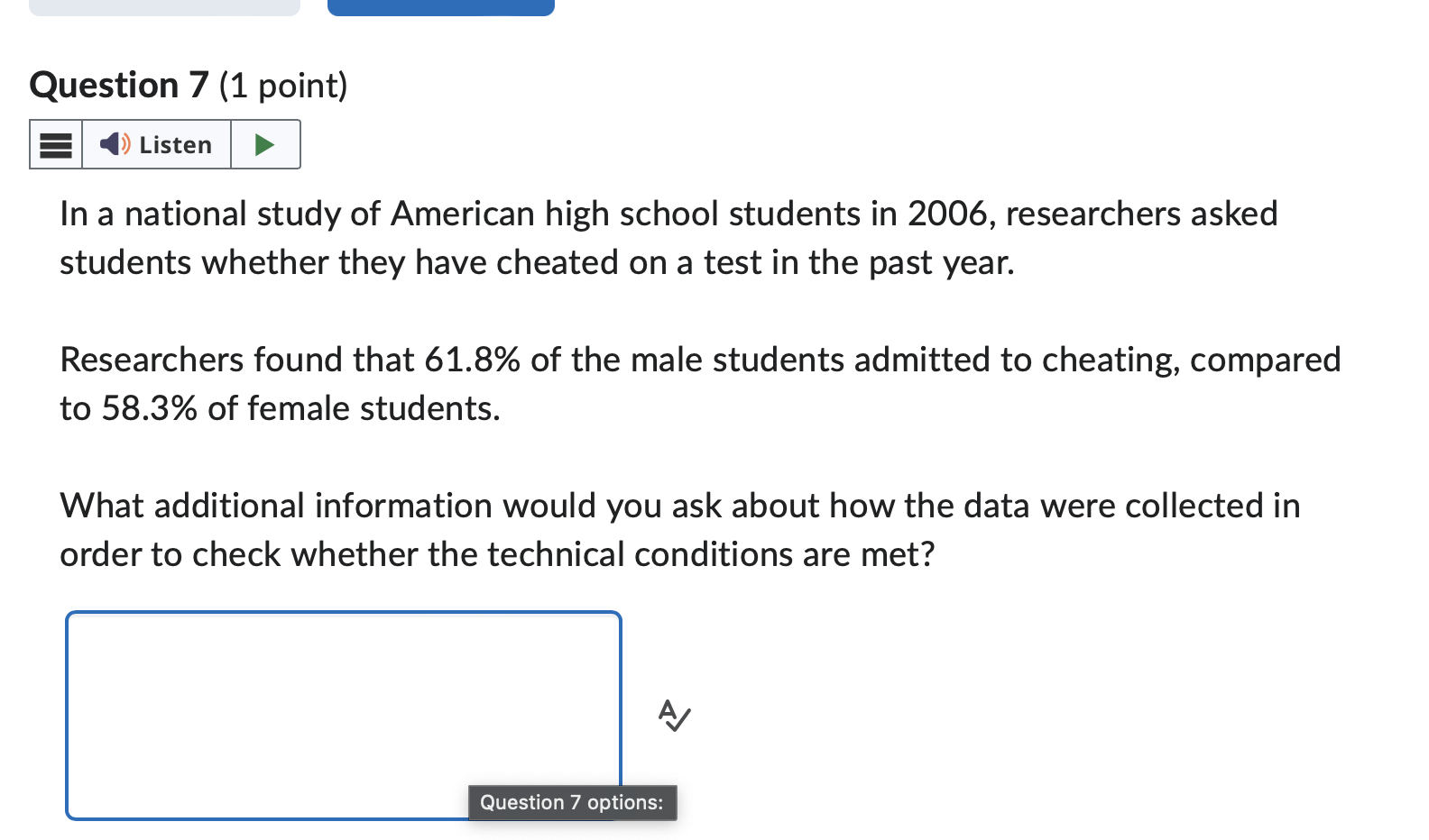 Solved Question 8 (1 point) In a national study of American | Chegg.com