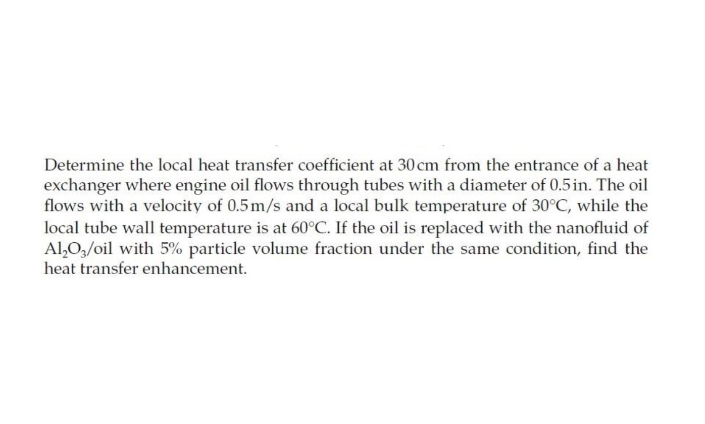 Solved Determine the local heat transfer coefficient at 30 | Chegg.com