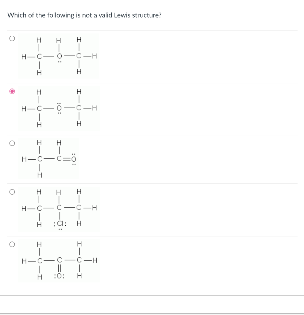 Solved Which of the following is not a valid Lewis | Chegg.com