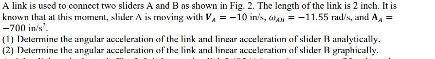 Solved A Link Is Used To Connect Two Sliders A And B As | Chegg.com