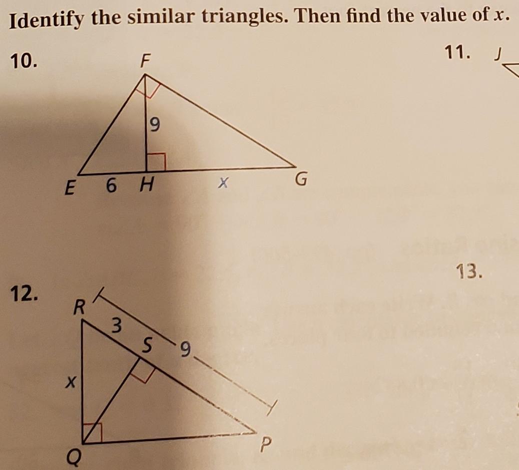 Solved Identify the similar triangles. Then find the value