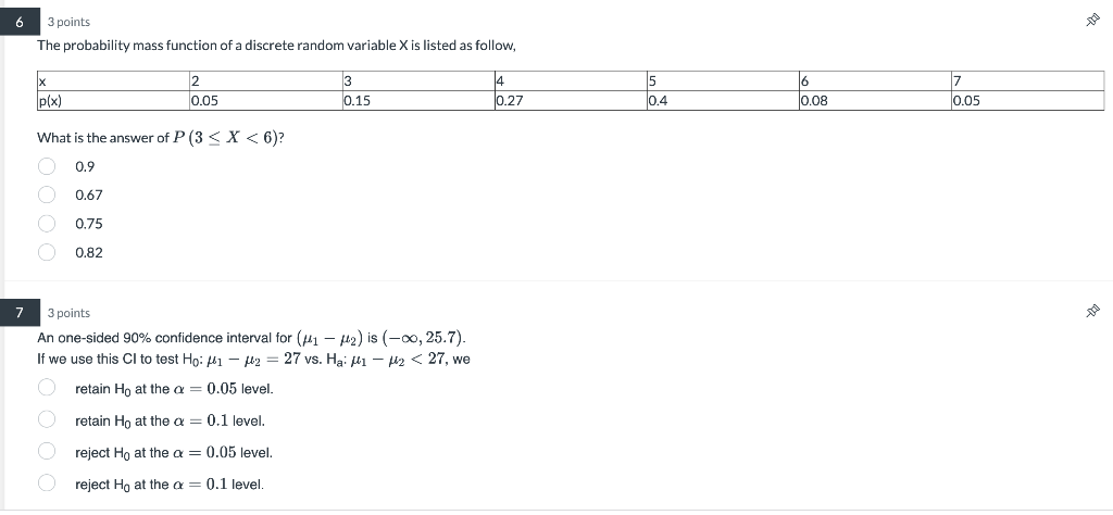 Solved 6 3 points The probability mass function of a | Chegg.com